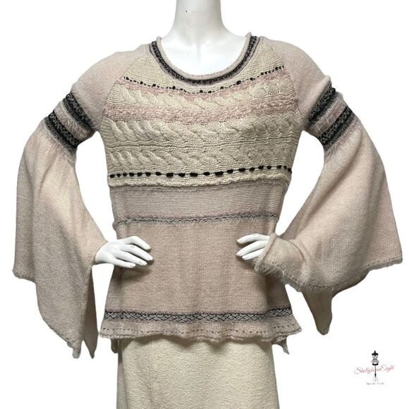 FREE PEOPLE Craft Time Sweater HUGE DRAMATIC Sleeves XS OVERSIZED can fit S M - Picture 4 of 15